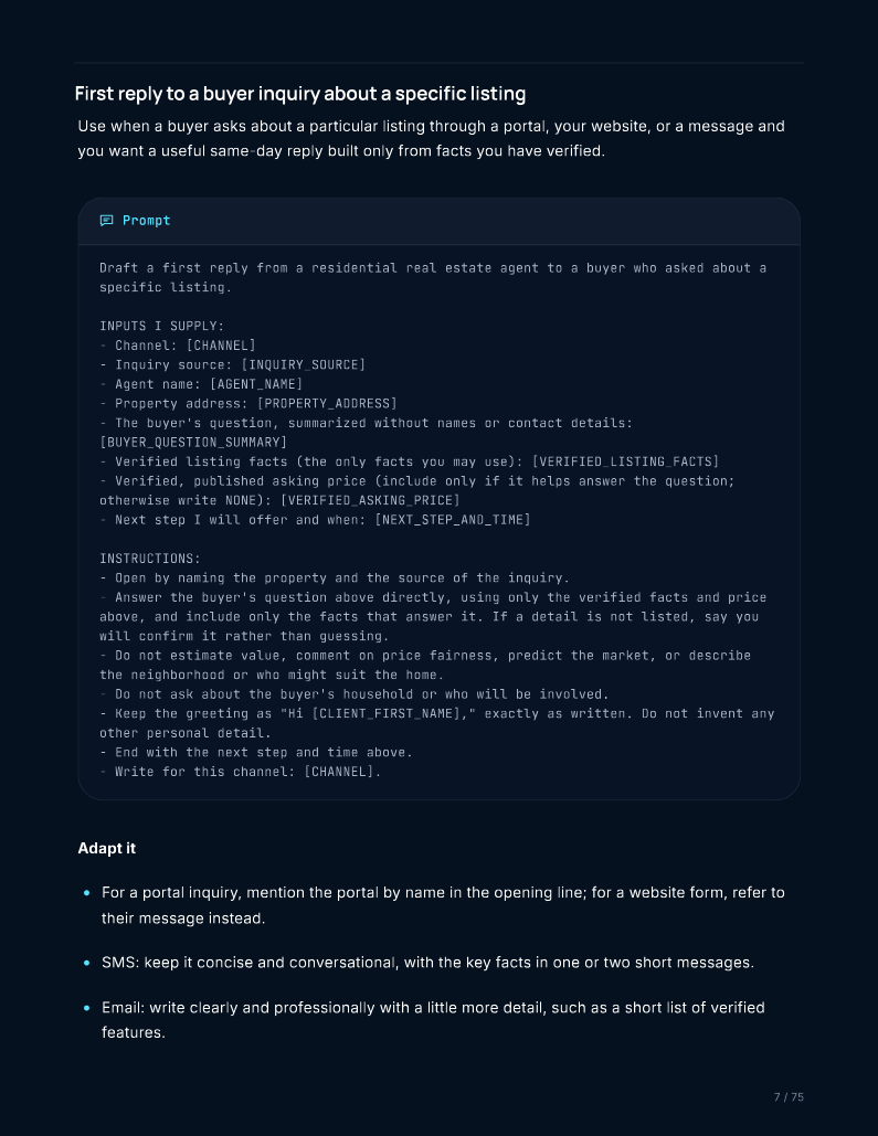 A prompt entry with its purpose and prompt text